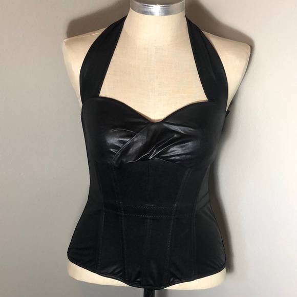 Coquette Tops - Coquette Wet Look Halter Top Bustier